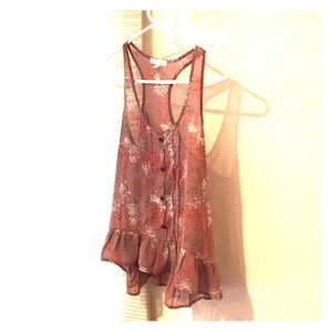 XS Mauve and Floral Tank Top by Lush